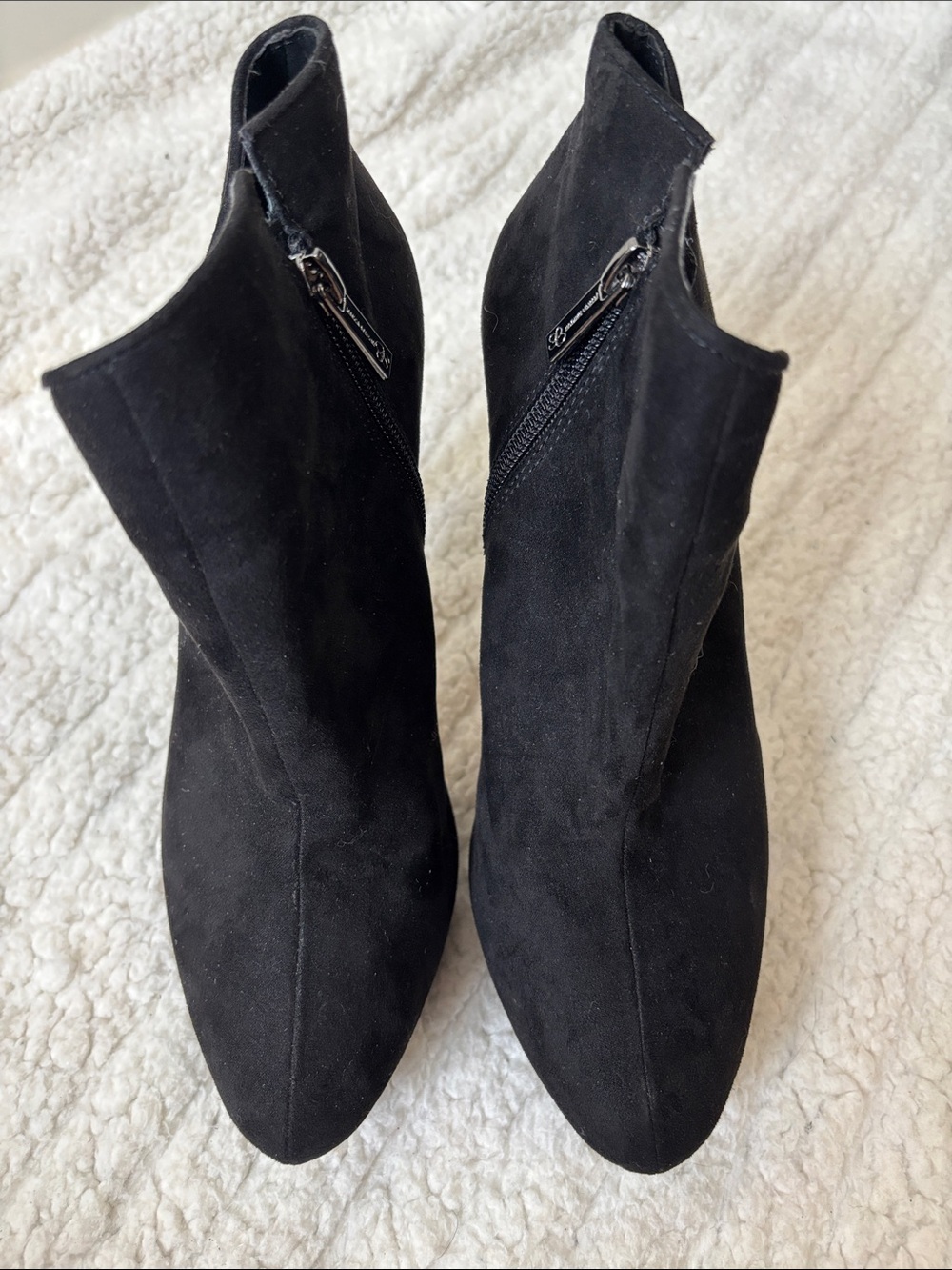 Jessica Simpson Black Suede Pointed Toe Ankle Booties with Side Zipper